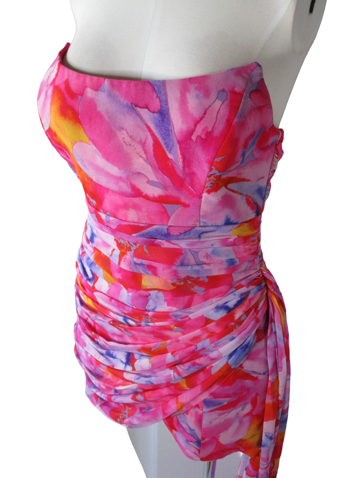 Sz M / US 6 Runaway The Label Stella Mini Dress Pink Watercolor Sunset Chiffon
