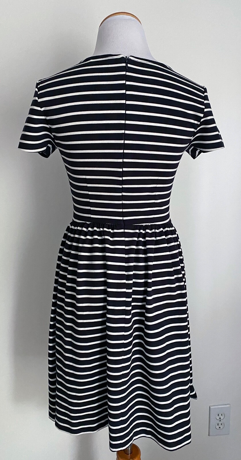 Peter Som for Design Nation Black & White Striped Short Sleeve Dress, XS