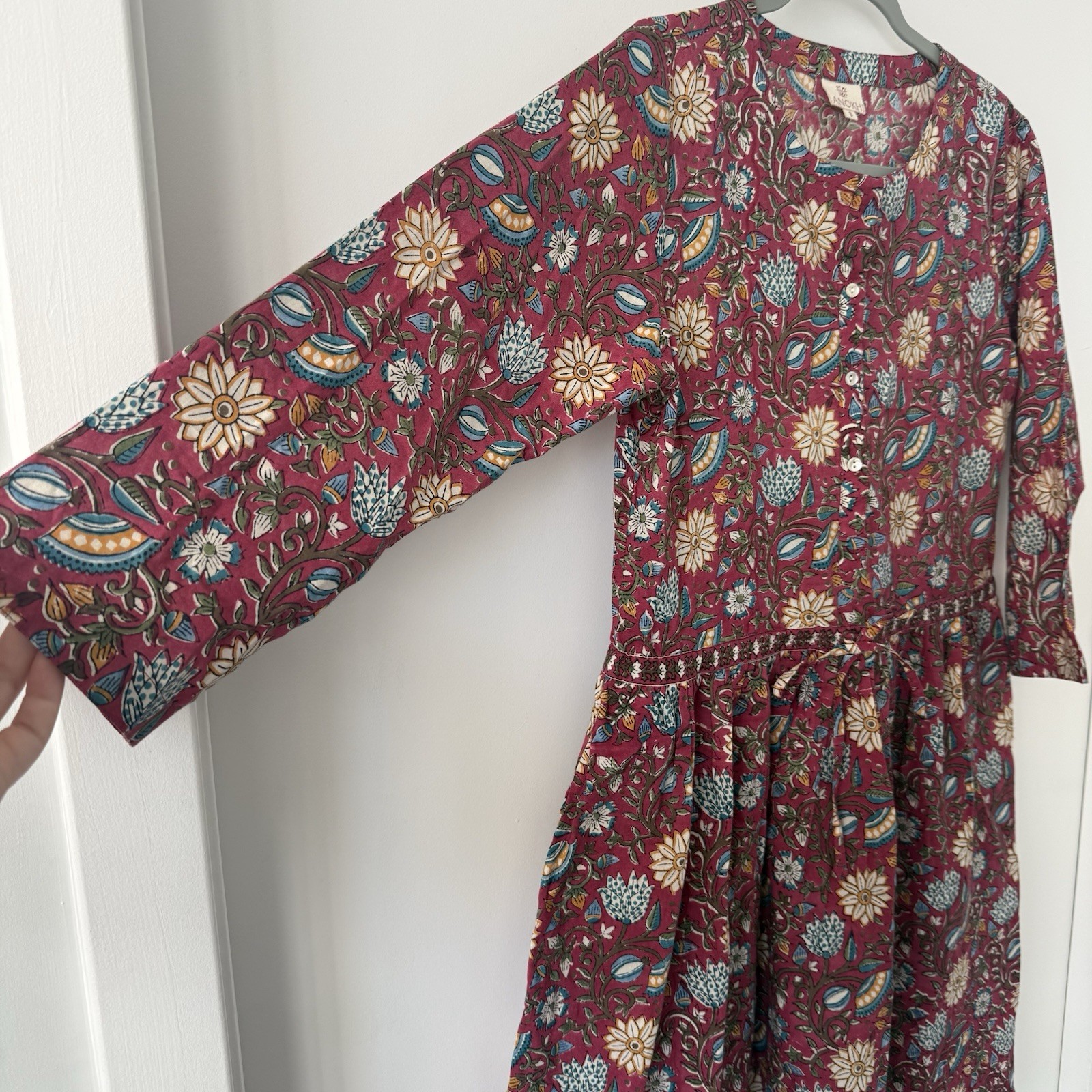 Anokhi Hand Block Print Size S Made In Jaipur, India Kaftan Cover Up /Dress