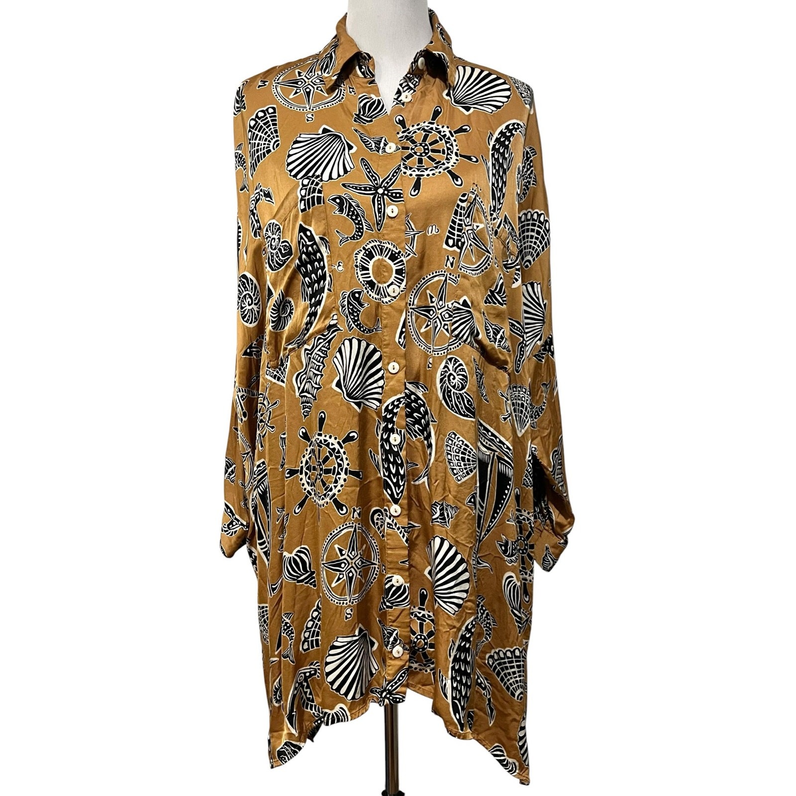 Anthropologie Corey Lynn Calter Mini Shirt Dress Oversized Long-Sleeve Size S
