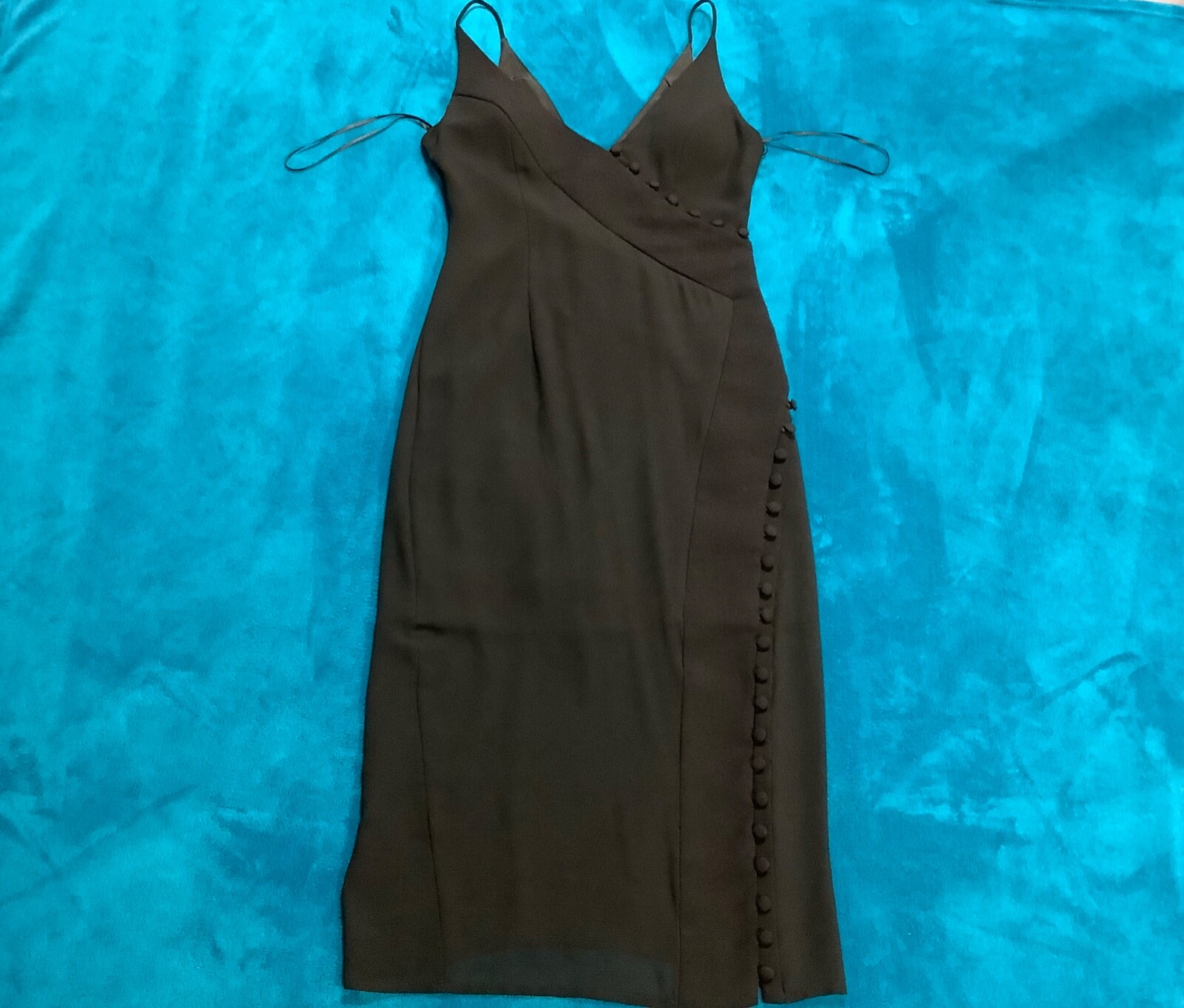 C/MEO Collective Spaghetti Strap Button Detail Sheath Dress Black