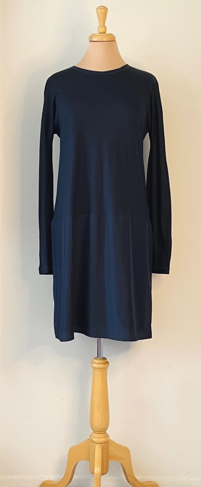 Sportmax by Max Mara Size M Mixed Media Navy Blue Shift Minimalist Dress