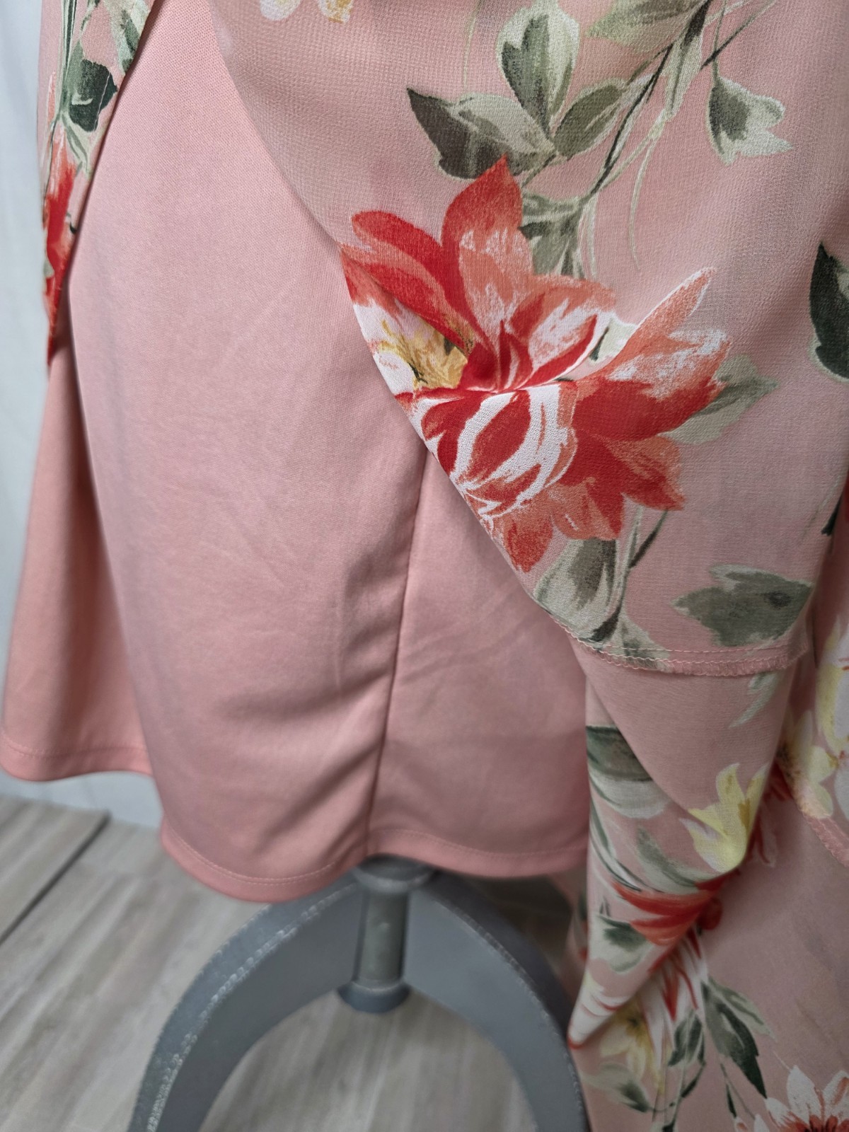 As U Wish Womens Pink Floral Off Shoulder Hi-Low Chiffon Lined Dress M