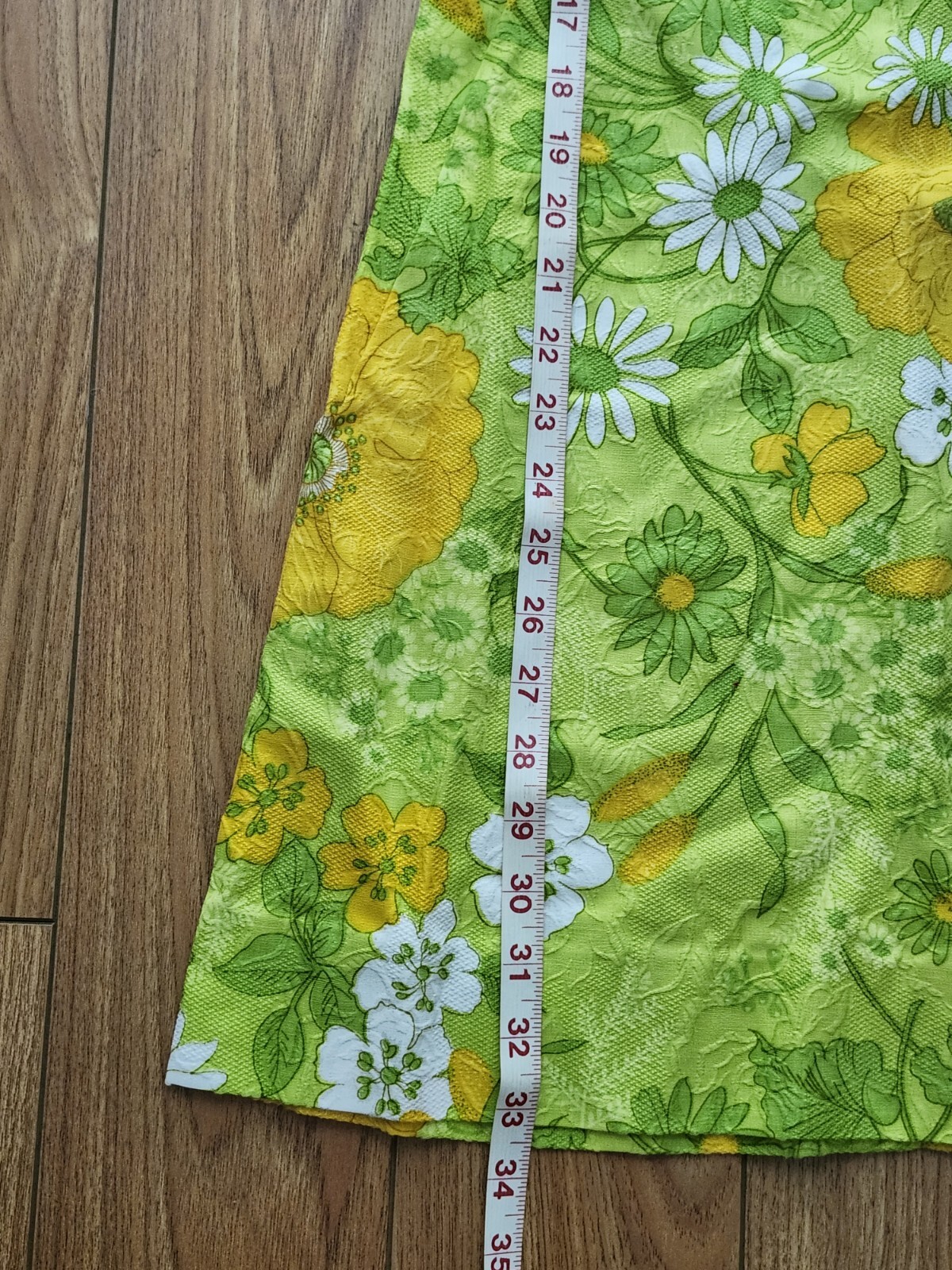 Vintage 60s Handmade Retro Twiggy Green/Yellow Flower Power Women’s Mini Dress S