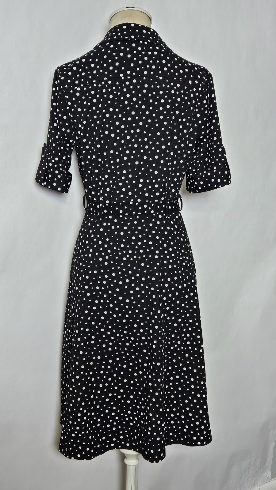 Shelby & Palmer Button Front Short Sleeve Polka-dot Belted Dress Size 6