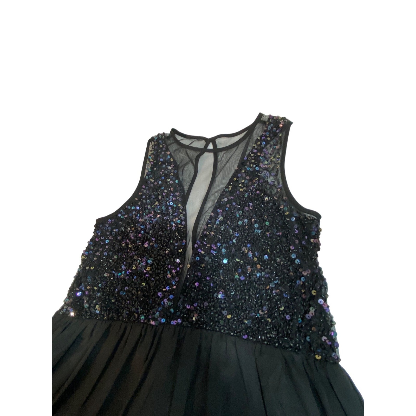 NWT Forever 21 Black Sequins Sheer Open Back Mini Cocktail Dress Size Medium