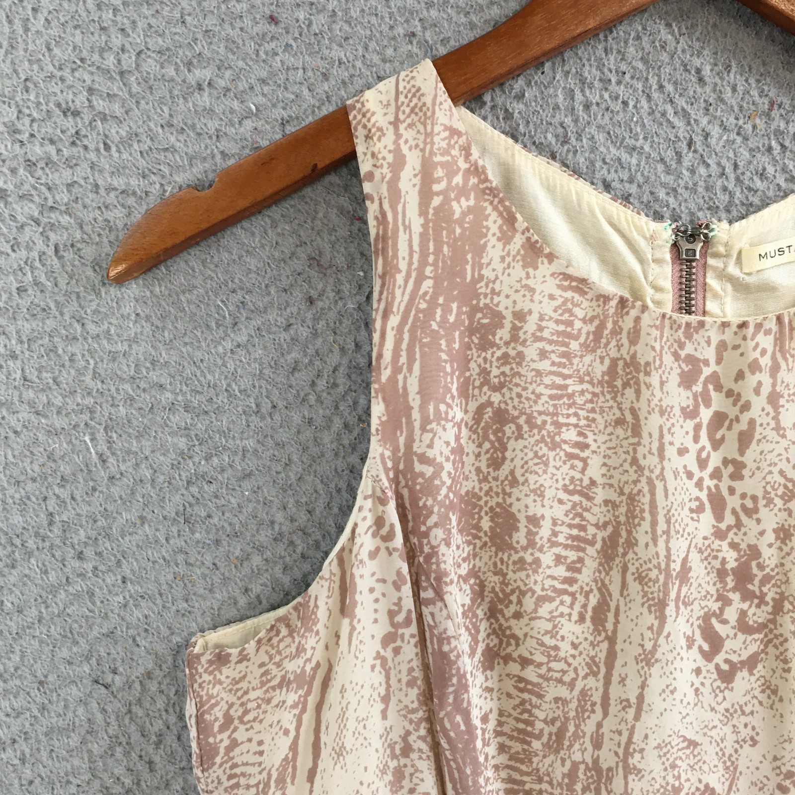 Mustard Seed Asymmetrical Draped Dress Womens M Sleeveless Snake Print Beige