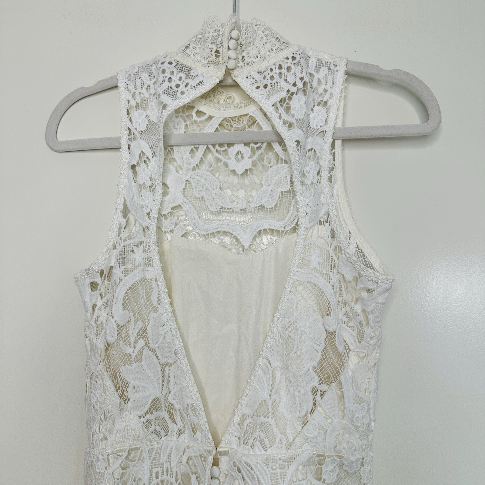 Spell Bride Edie Lace Maxi Gown Size XS High Neck Open Back Bridal Dress Train