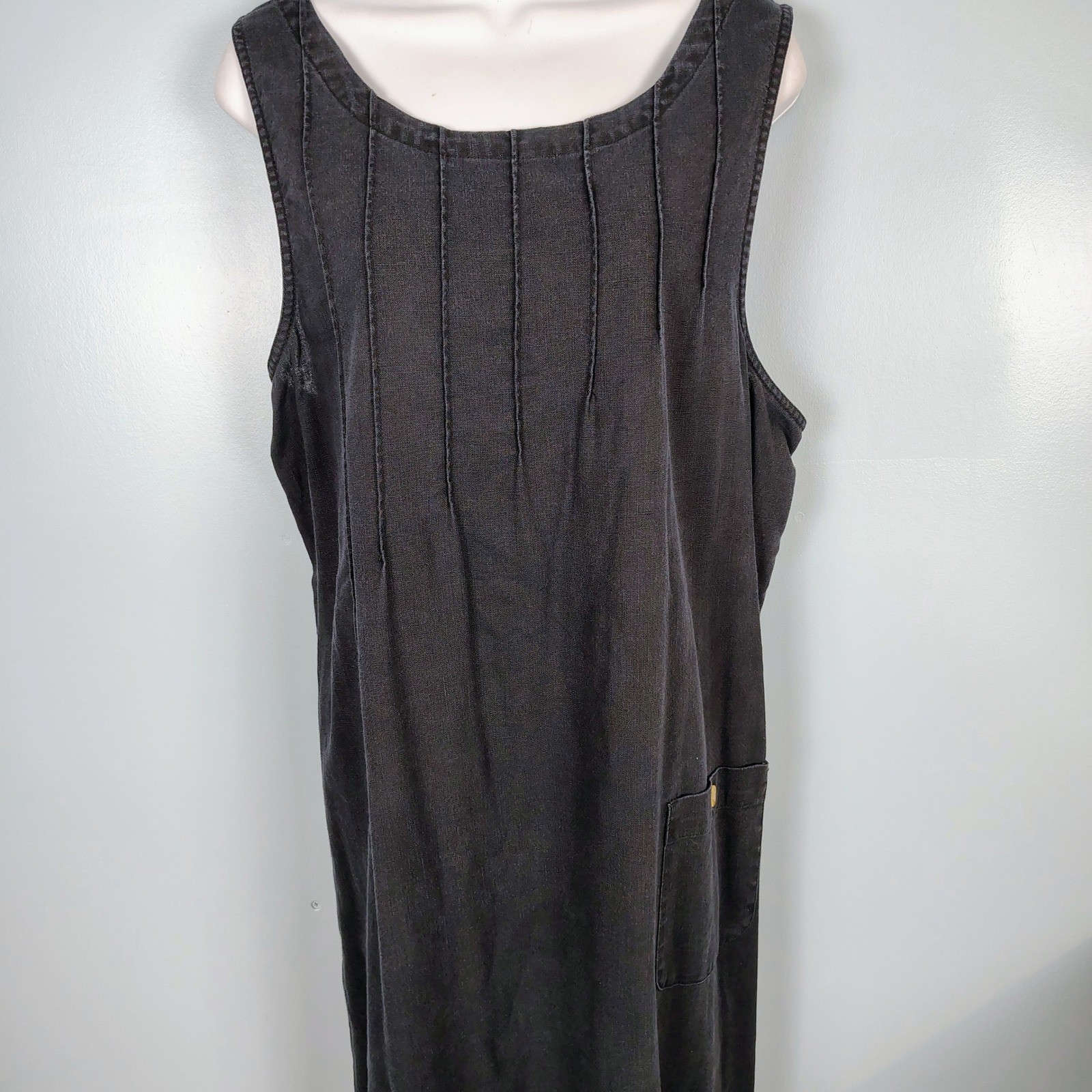 Original TY Wear Black Linen Blend Pintuck Sleeveless Maxi Dress Plus Size 18