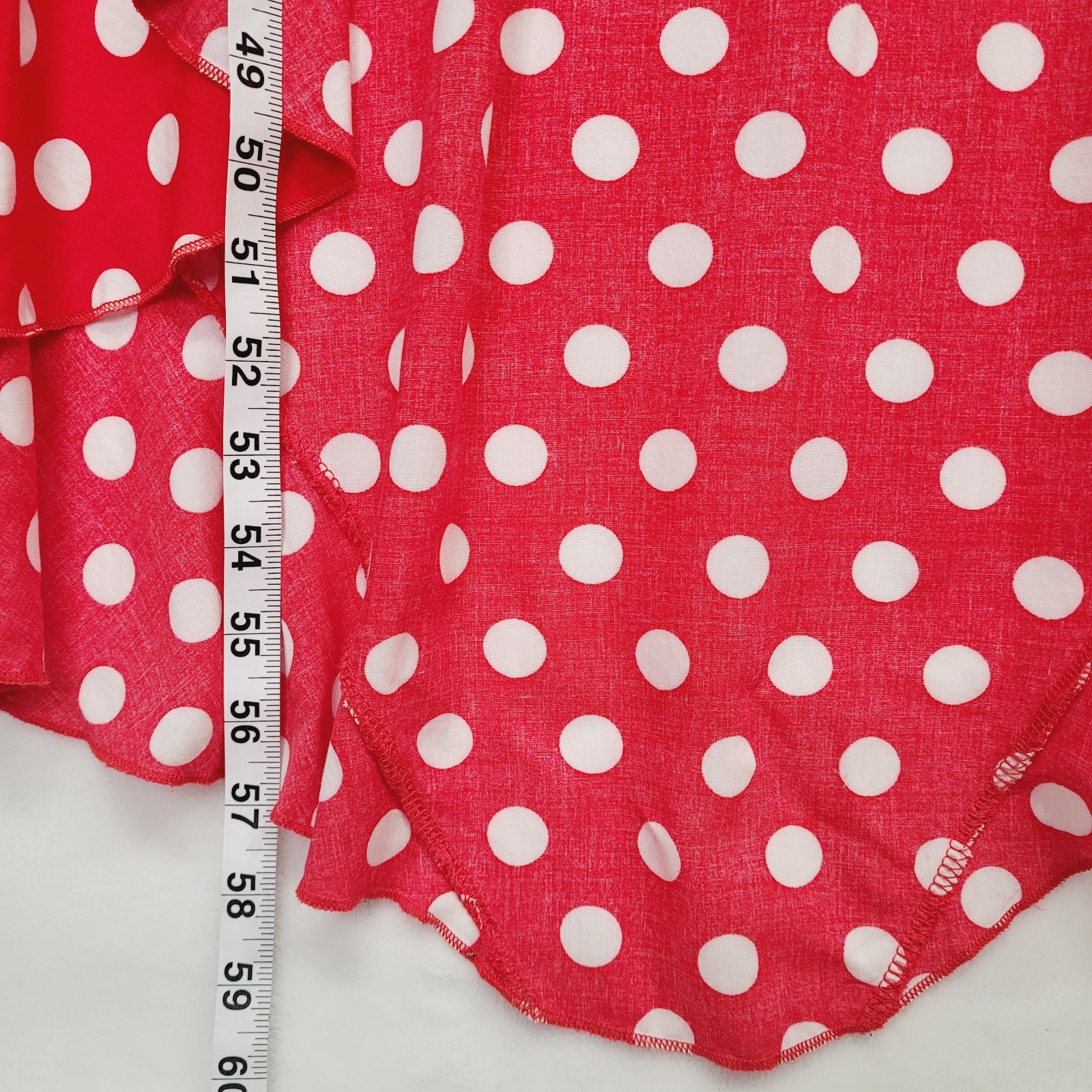 Red Polka Dot Faux Wrap Surplice Maxi Dress M Hi Low Ruffle Romantic Retro Femme
