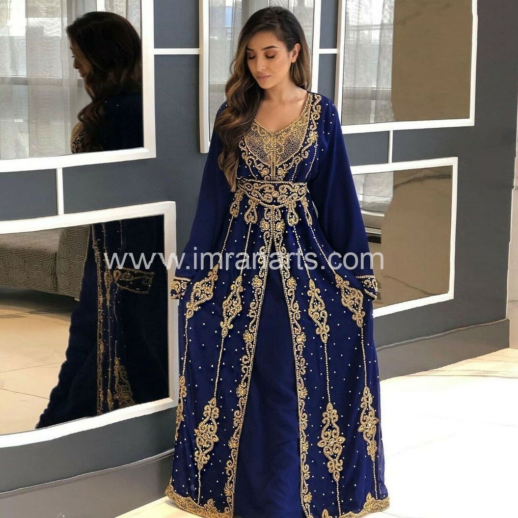 D137 Moroccan Kaftan Elegant Farasha Ethnic Abaya Wedding Arabic Dress