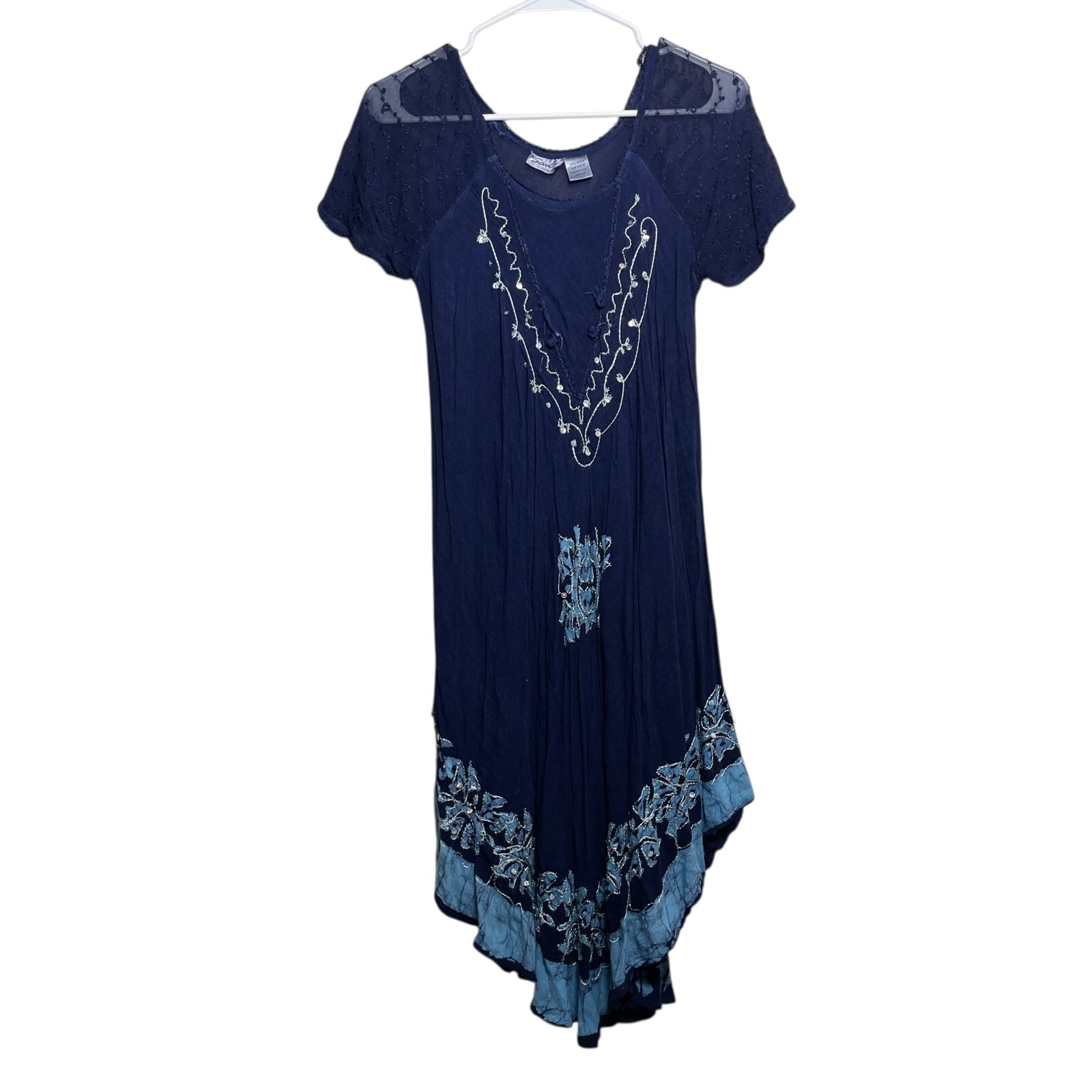 Sante Classics Dress Women’s One Size Blue Boho Embroidered Y2k Hippie Midi OS