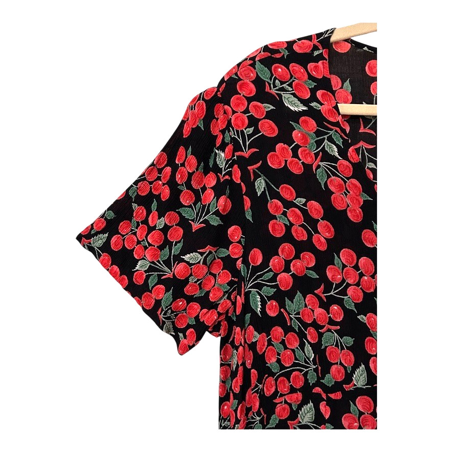 J.G. Hook PETITE Women’s Novelty Cherry Print Dress PXL Button Rayon VINTAGE