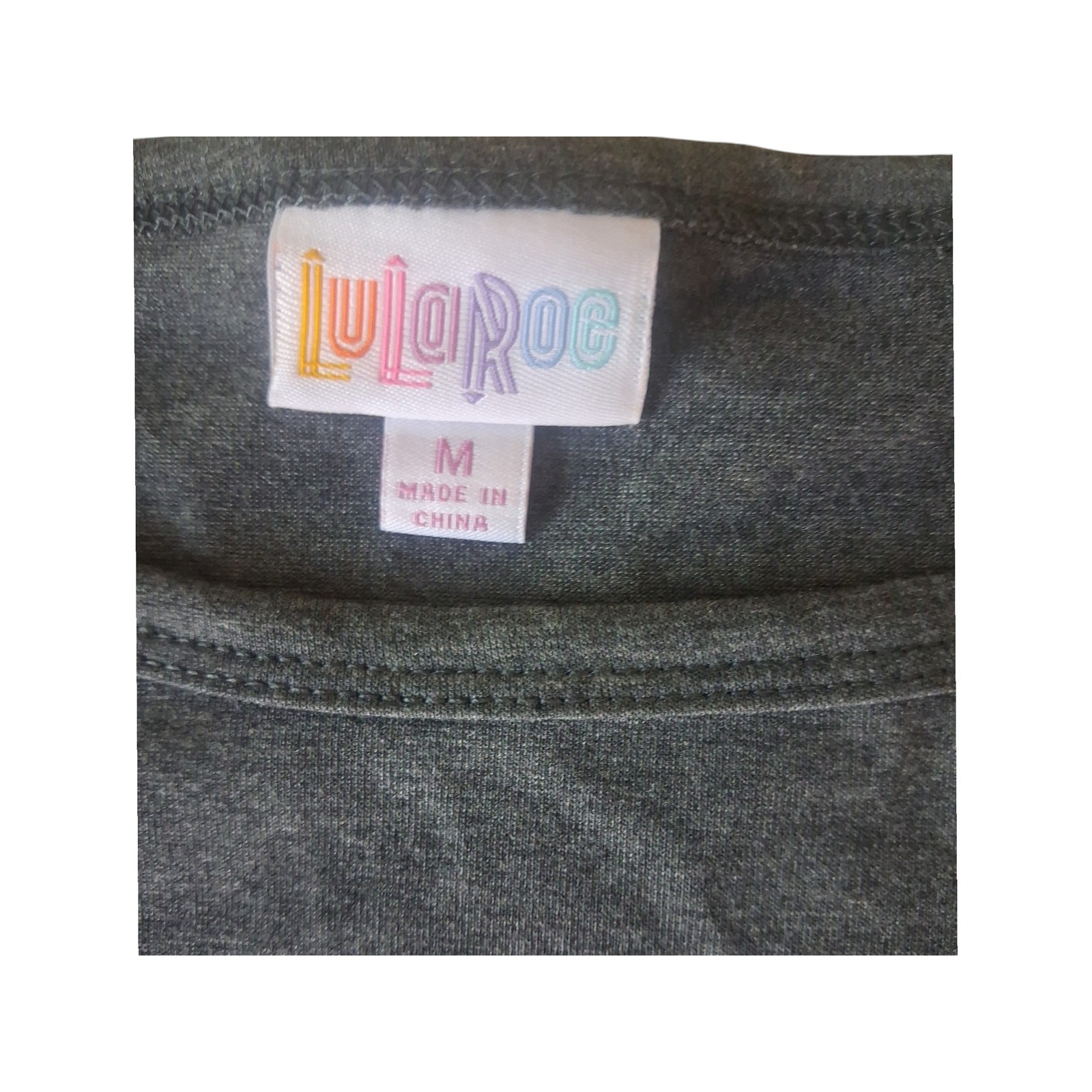 LuLaRoe Julia Dress Black and Gray Short Sleeve Form Fitting Midi Womens Size M