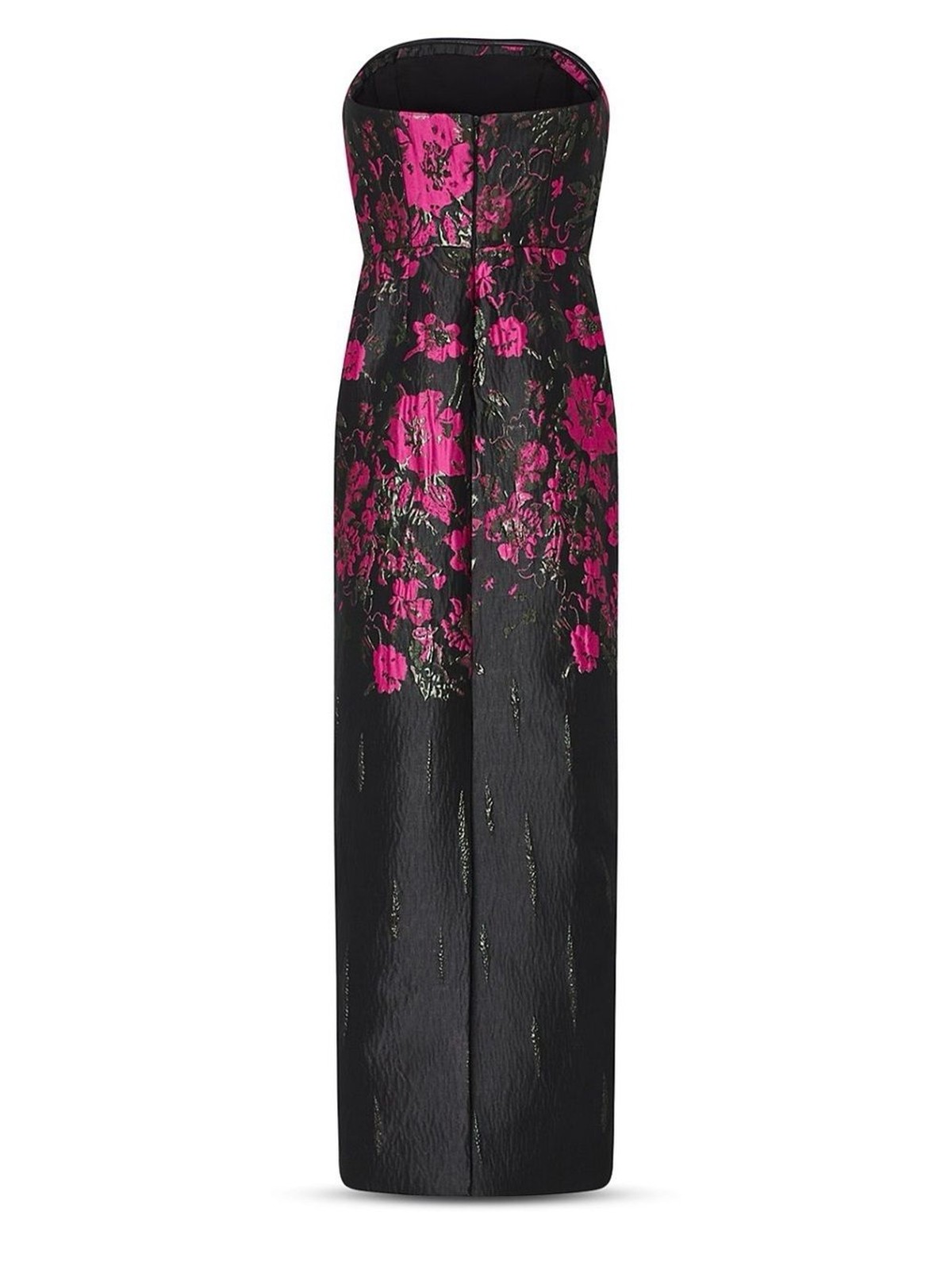 MILLY Orion Column Dress Pink Black Floral Strapless Midi Gown Size 10