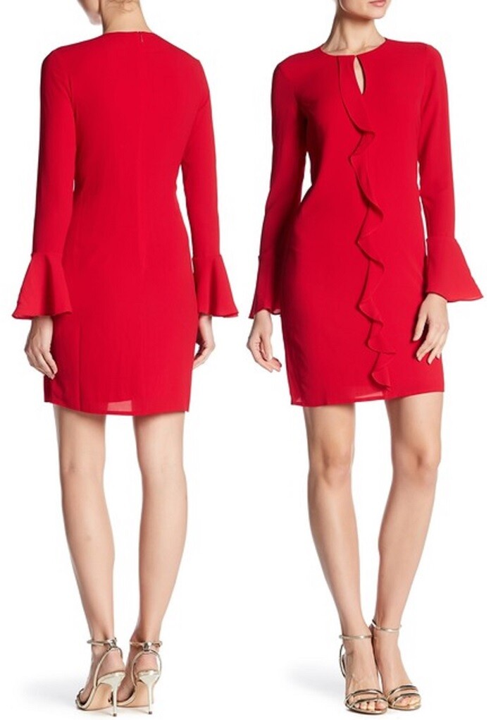 London Times SCARLET Catalina Ruffled Dress Sz16 — $128 now $49.99
