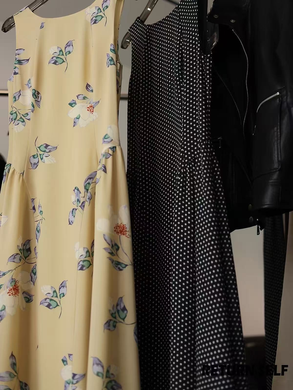 REFORMATION Anilis Platycodon Flower Caviar Dot Sleeveless Midi Dress