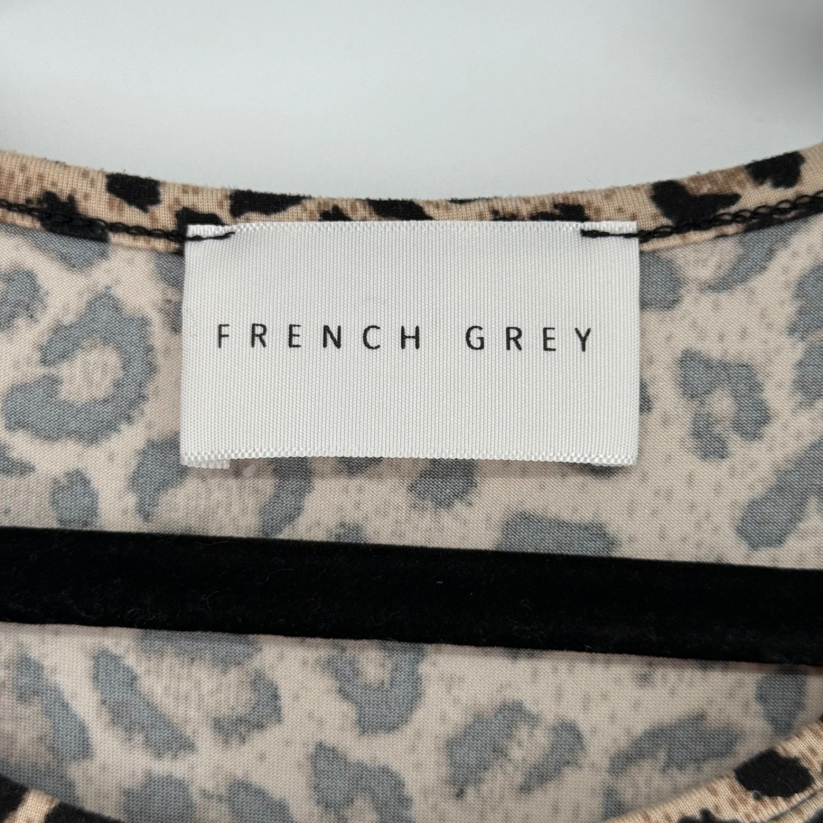 French Grey Dress Womens Medium Leopard Cheetah Print Classic Elegant Career Job