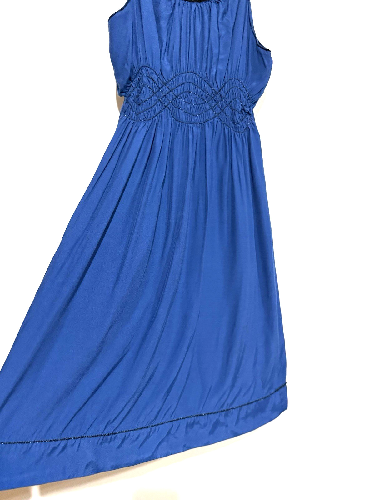 Studio M Knee Length Dress Beaded Stretch Waist Pleats Size L Festival Wedding