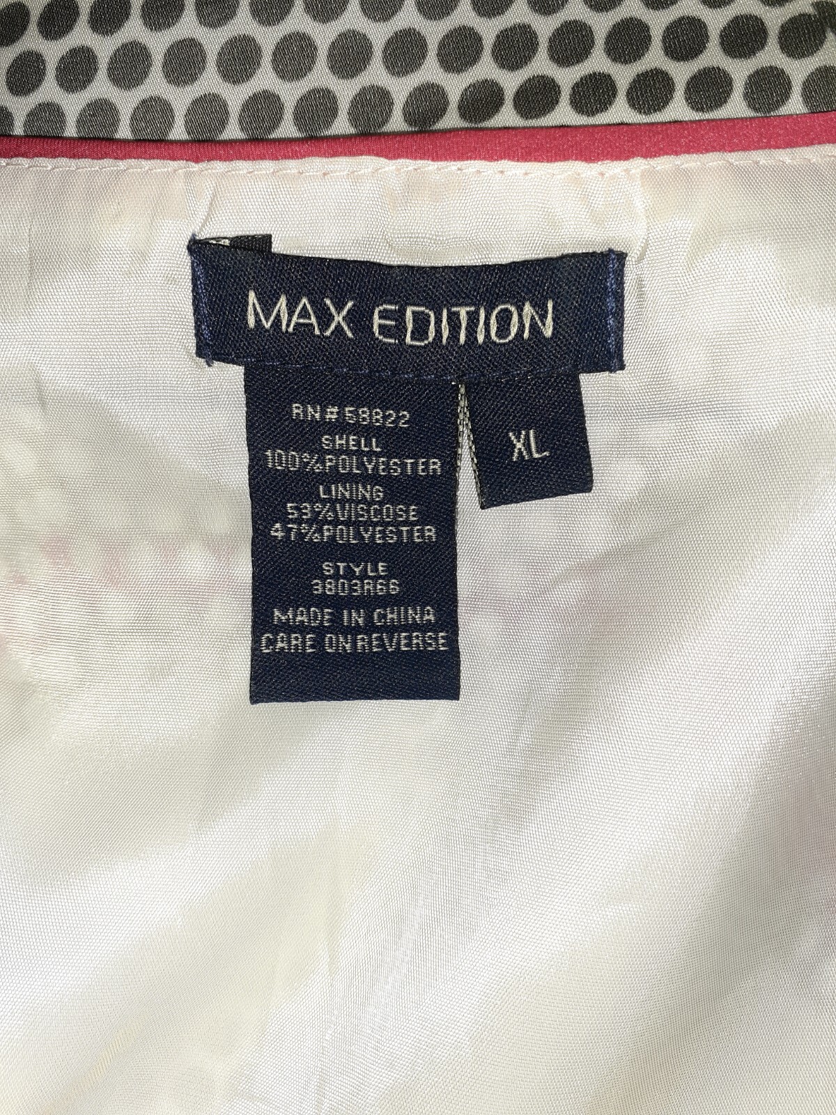 MAX EDITION Size XL Shift Dress Black Grey Beige Red Polka Dot Sleeveless