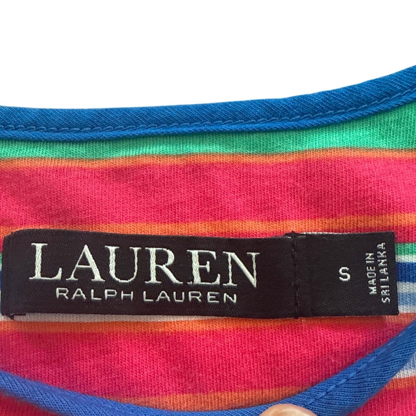 Lauren Ralph Lauren Black Label Striped T-Shirt Dress Monogram S Casual Preppy