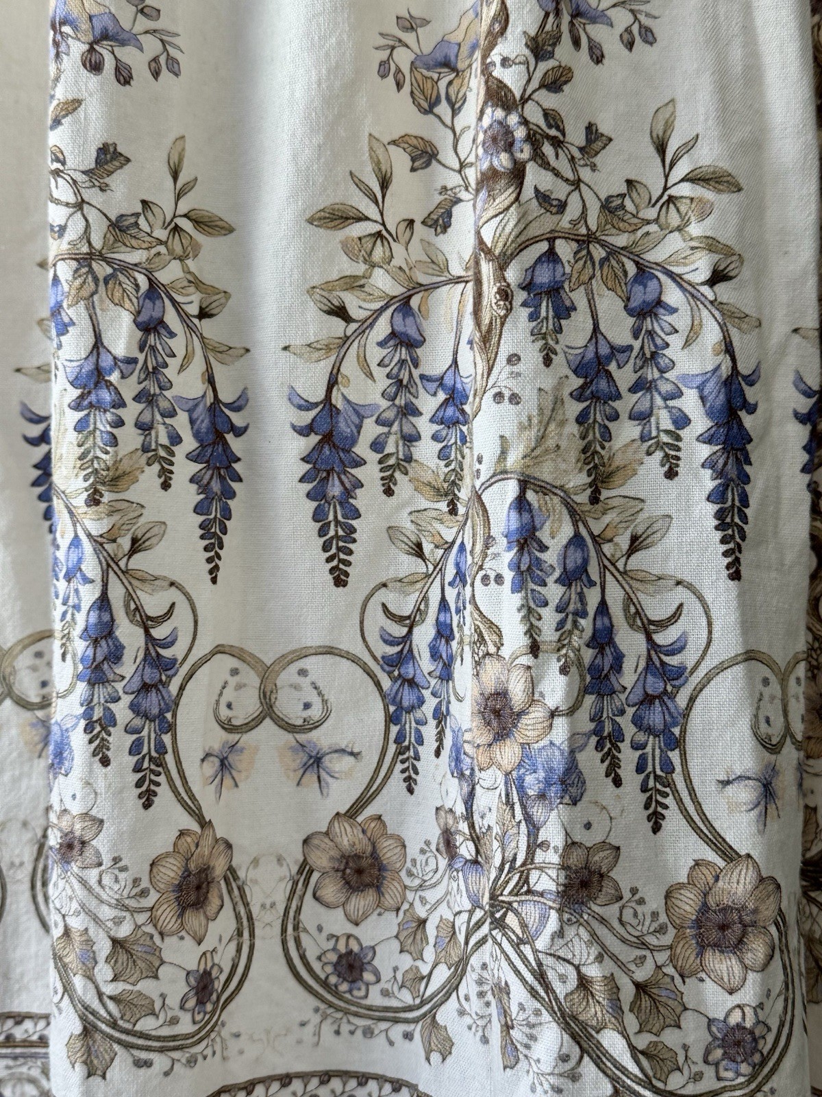 Max Studio London Floral Rayon Linen Dress Sz M Sleeveless Midi Cream Blue