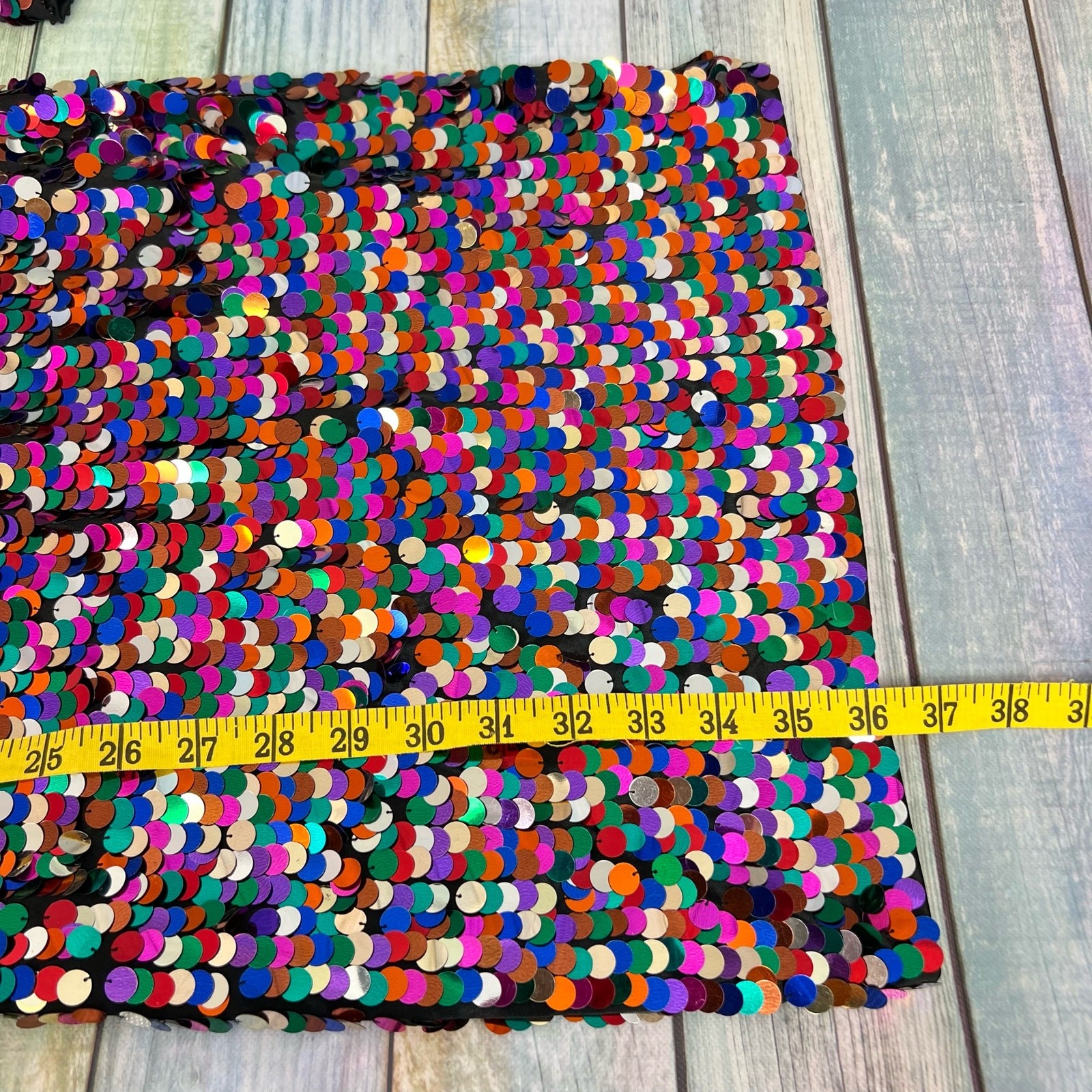 Oleg Cassini Black Tie Vintage Sequin Dress Size 4 Rainbow Long Sleeve Party