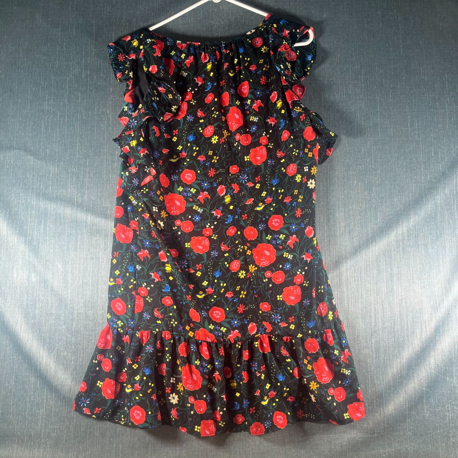 J.Crew Womens Flutter Dress Size S Multicolor Printed Keyhole Neck Peplum Hem
