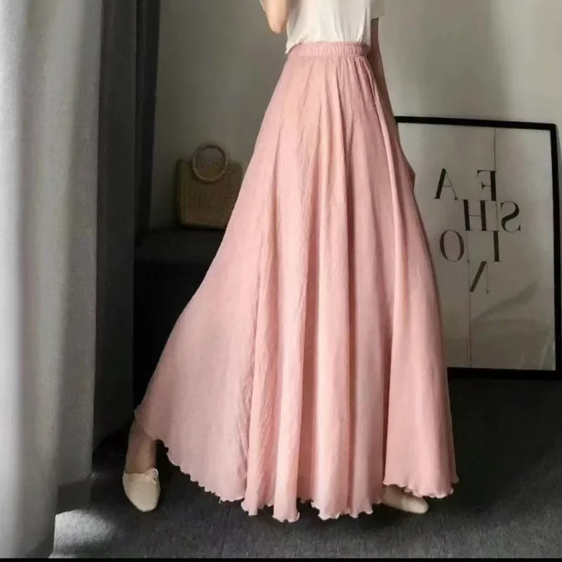 33 Colors Double Layer Cotton Liner Half Skirt Elastic Waist Spring Summer Autum