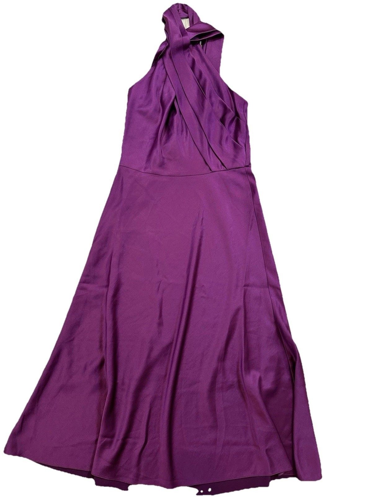 Tahari Cocktail Dress Classic Elegant Halter Formal Midi Wedding Guest Satin 6