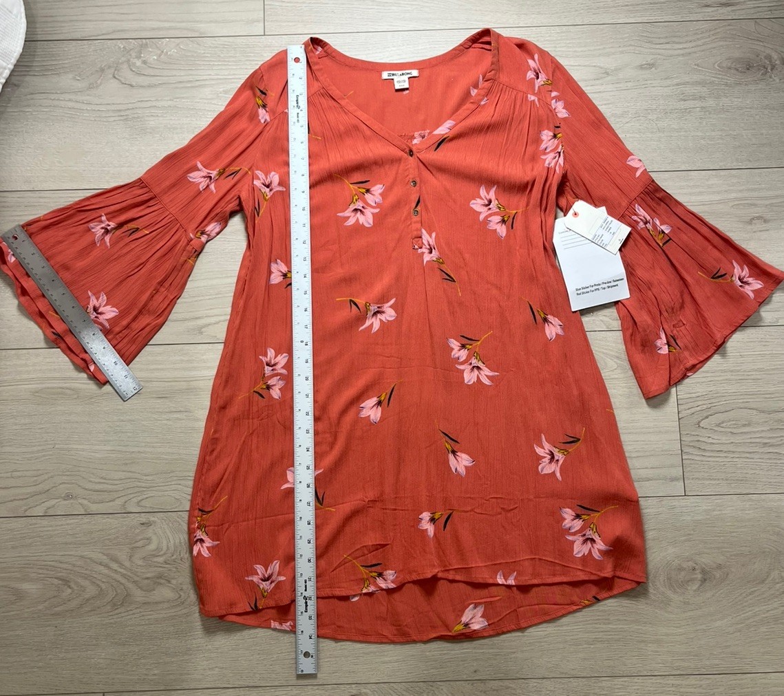 Billabong 2019 Dress/tunic Sunset Fields Color Ember Women’s M New Tags Boho