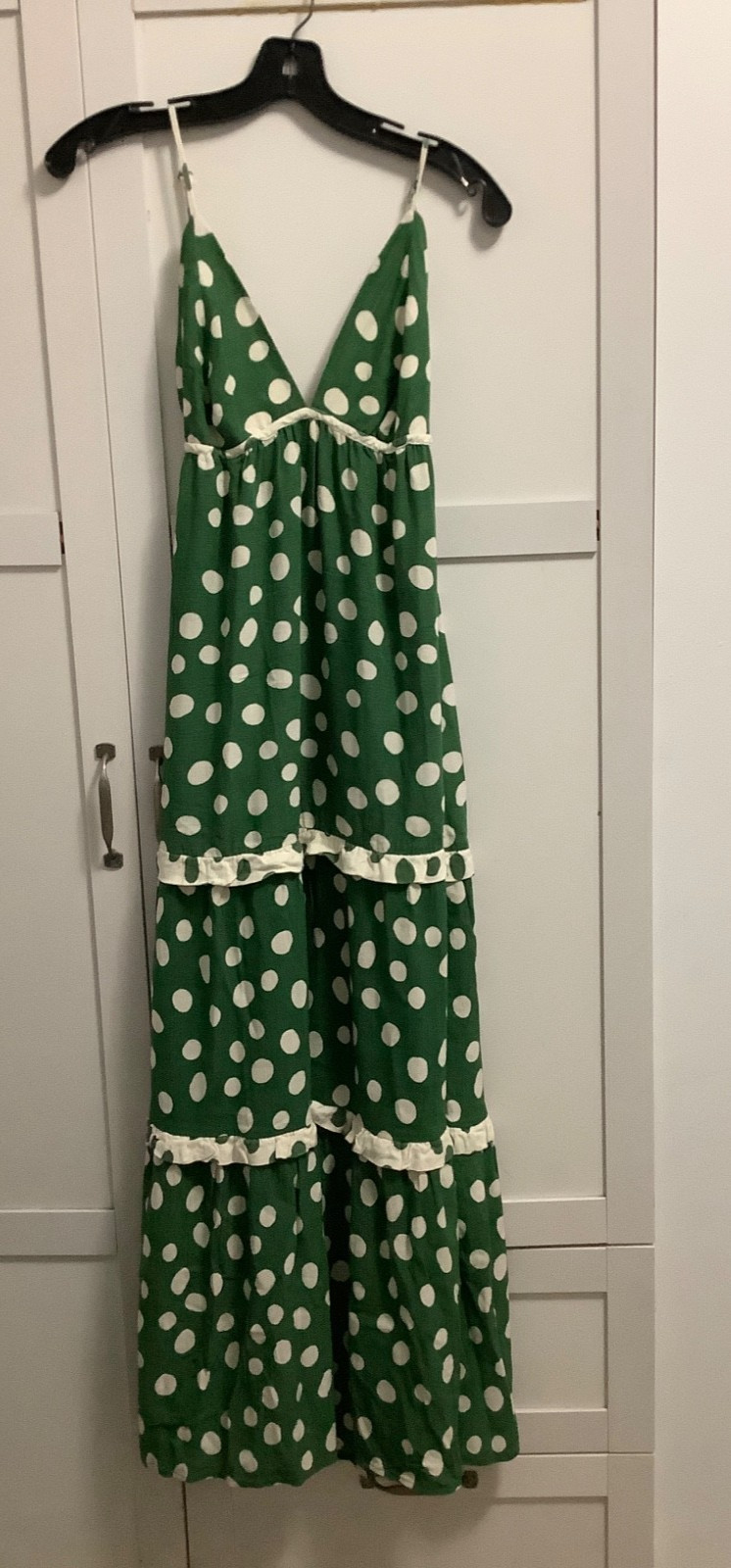 Farm Rio Green and White Polka Dot Maxi Dress Brazil medium