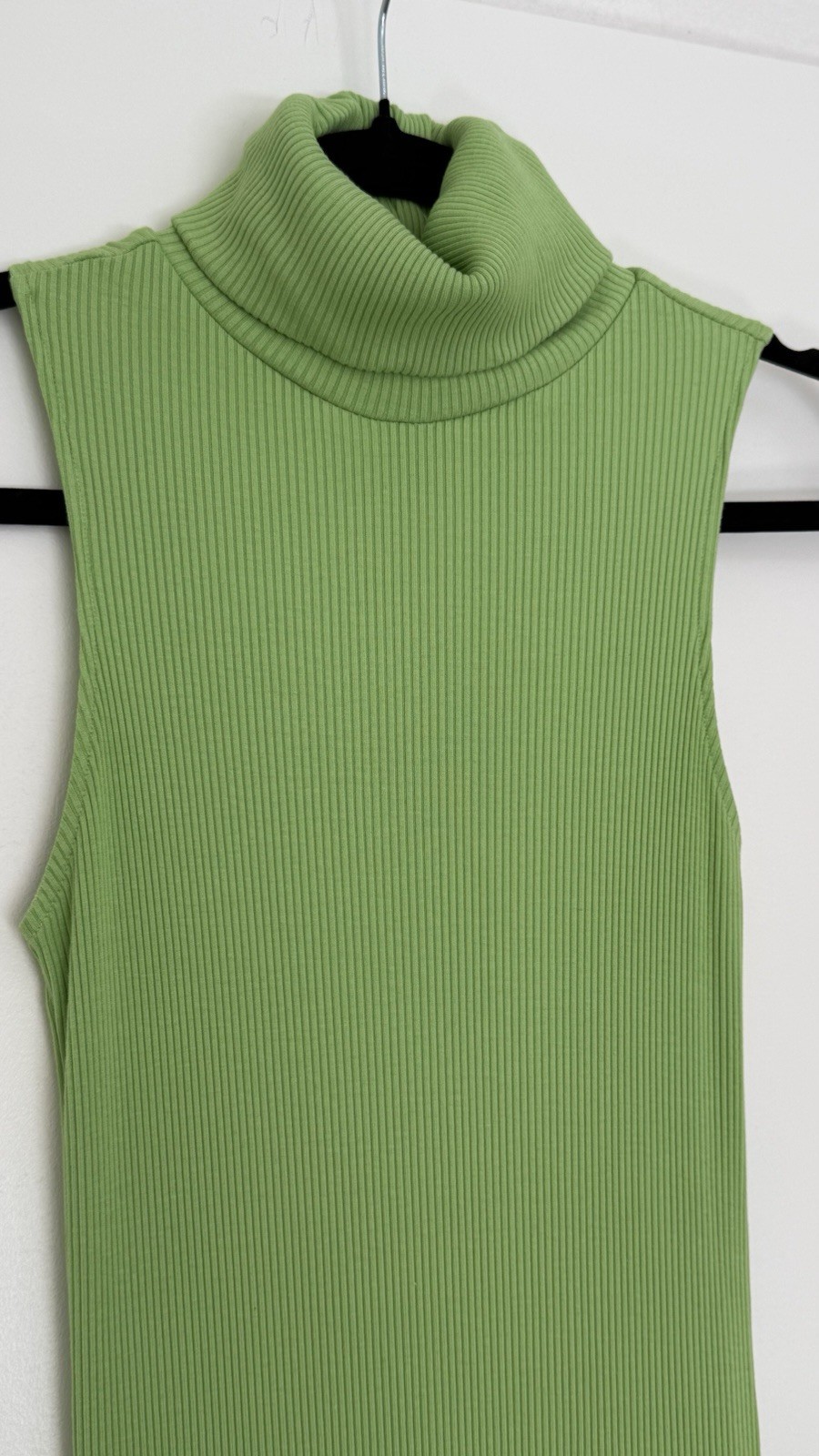 NA-KD Green Ribbed Maxi Dress High Neck Sleeveless Bodycon Floor Length S
