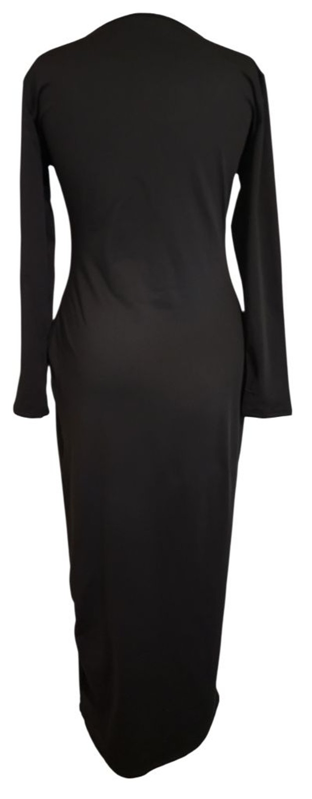 2XL Black Long Sleeve Maxi Dress Square Neck Bodycon Costume Formal Stretch