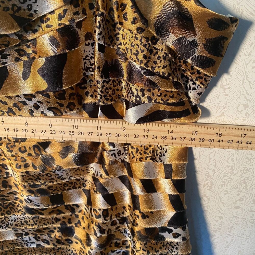 Cathaya Tan and Brown Layered Leopard and Cheetah Print Dress size 14