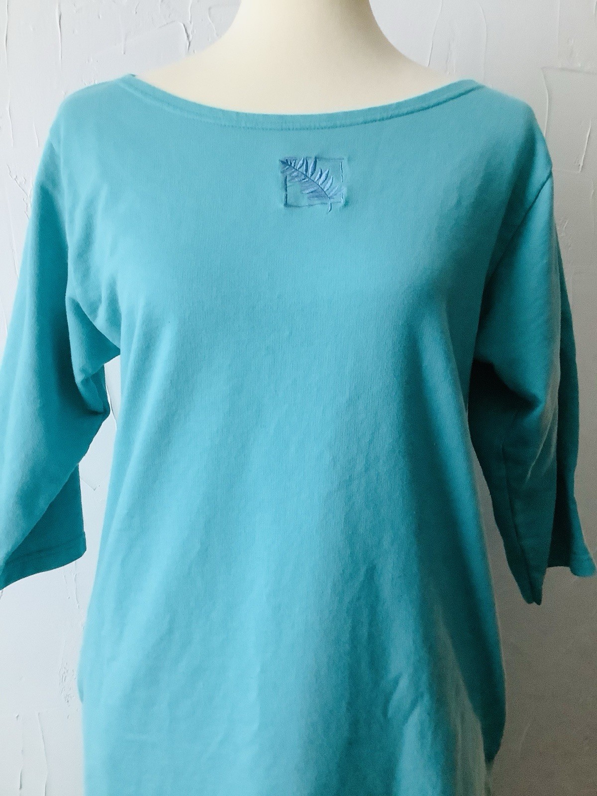 CYPRESS TSHIRT Dress (S) Long, Slits, 3/4 Sleeve Turquoise, Pockets Cozy Comfy