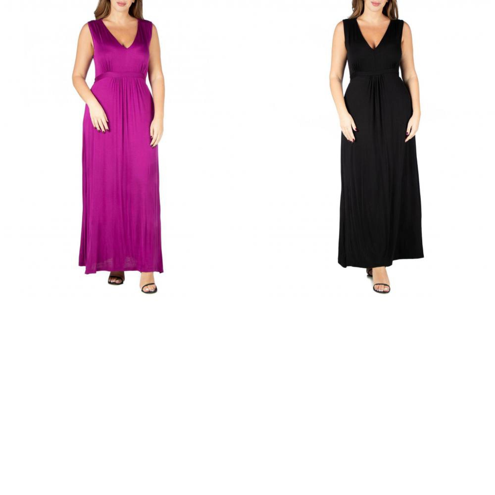24seven Comfort Apparel Plus Size Sleeveless Empire Waist Maxi Dress P0206040 3X