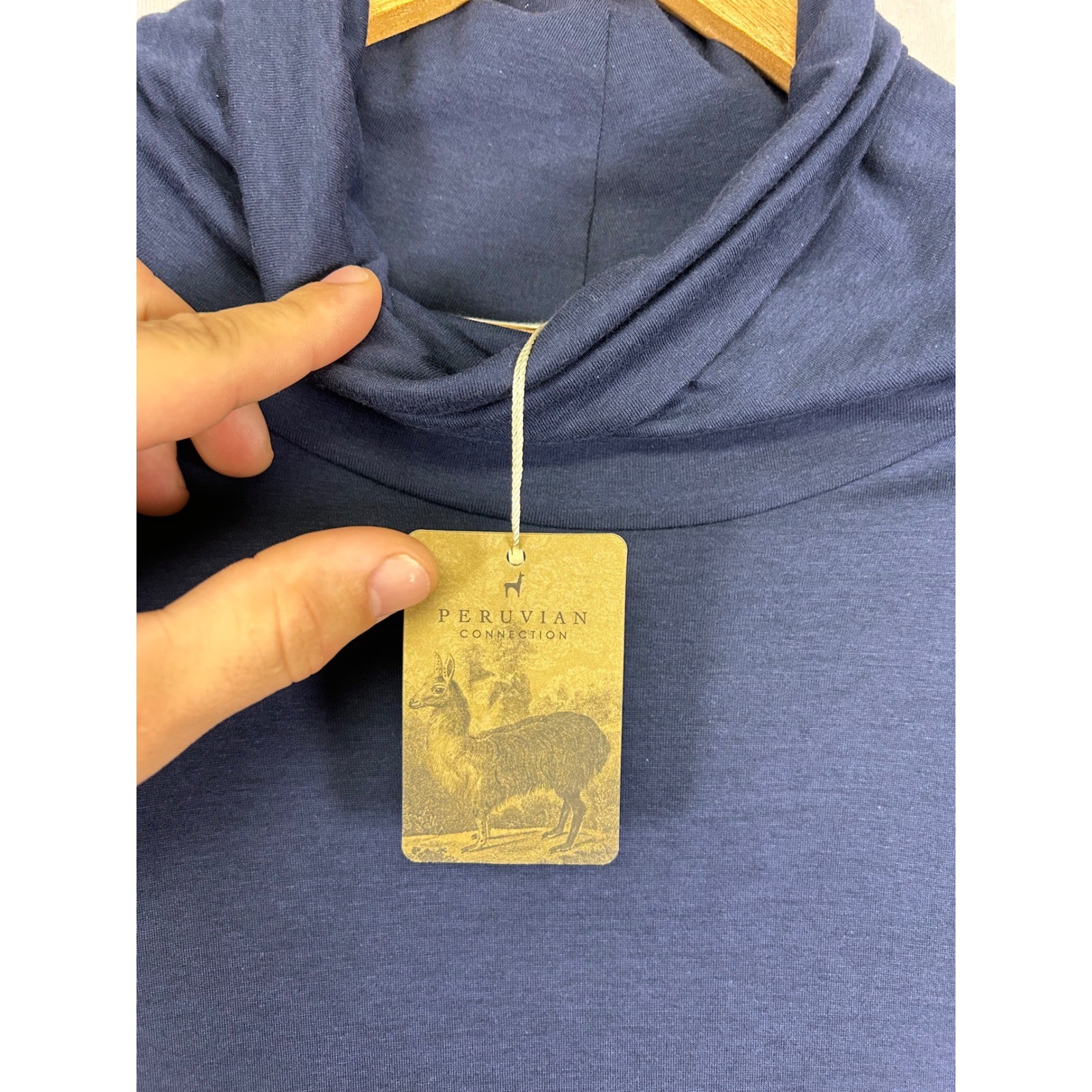 Quiet Luxury Peruvian Connection XXL Navy Ariana Dress Pima Cotton Midi NWT