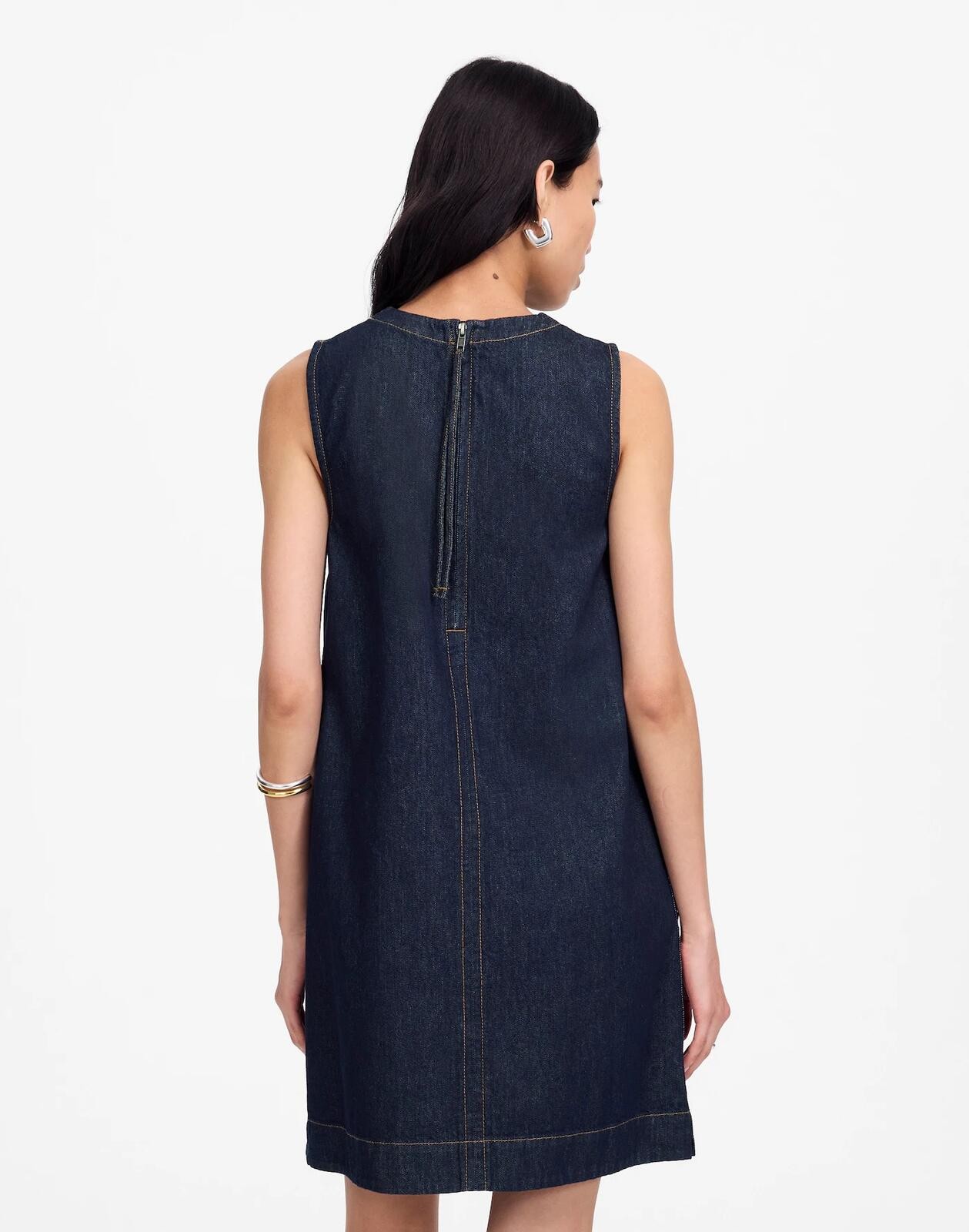 Madewell Boxy Sleeveless Denim Shift Dress Essex Wash Dark Indigo Mini Size 00