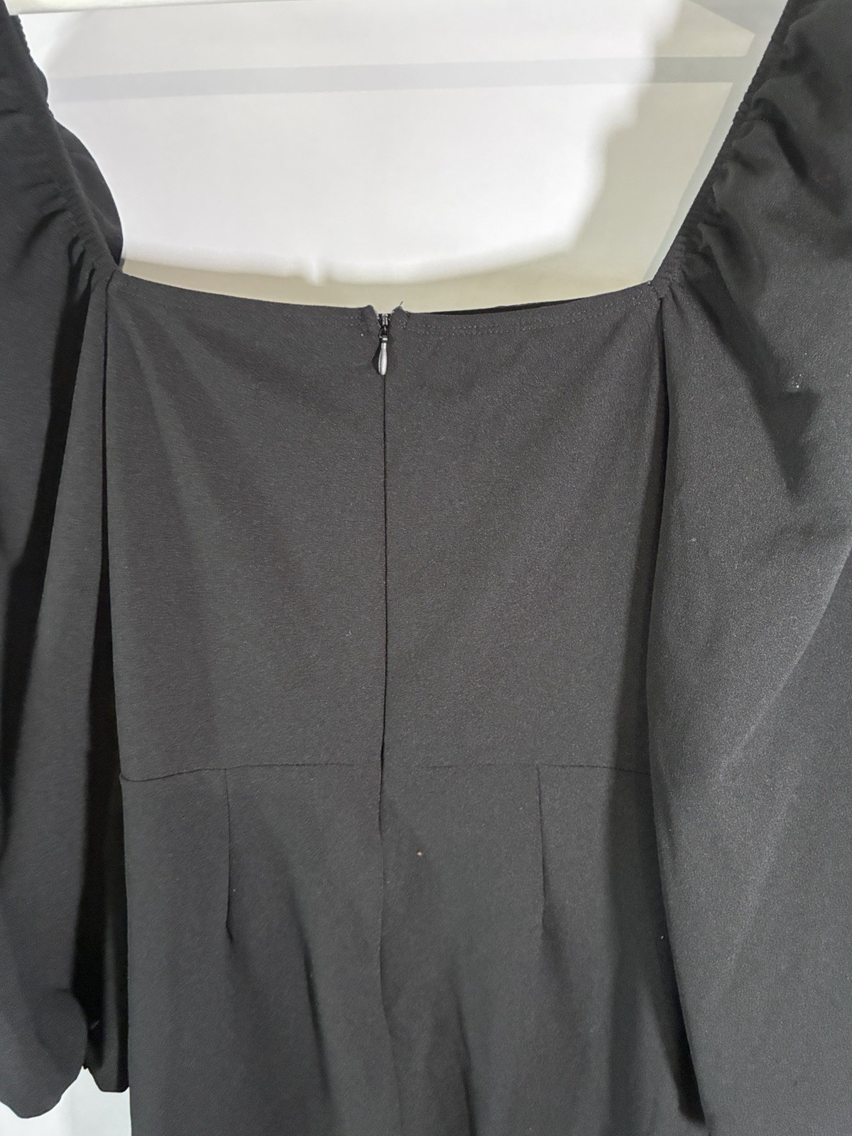 SHEIN Black Solid Sheath Dress Square Neck Long Puff Sleeve Knee Length L