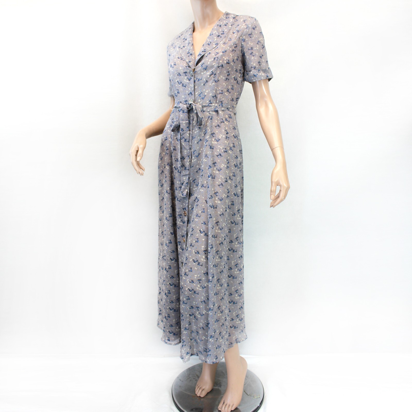 Tova Celine vintage 90’s retro print button down midi dress size small Made USA
