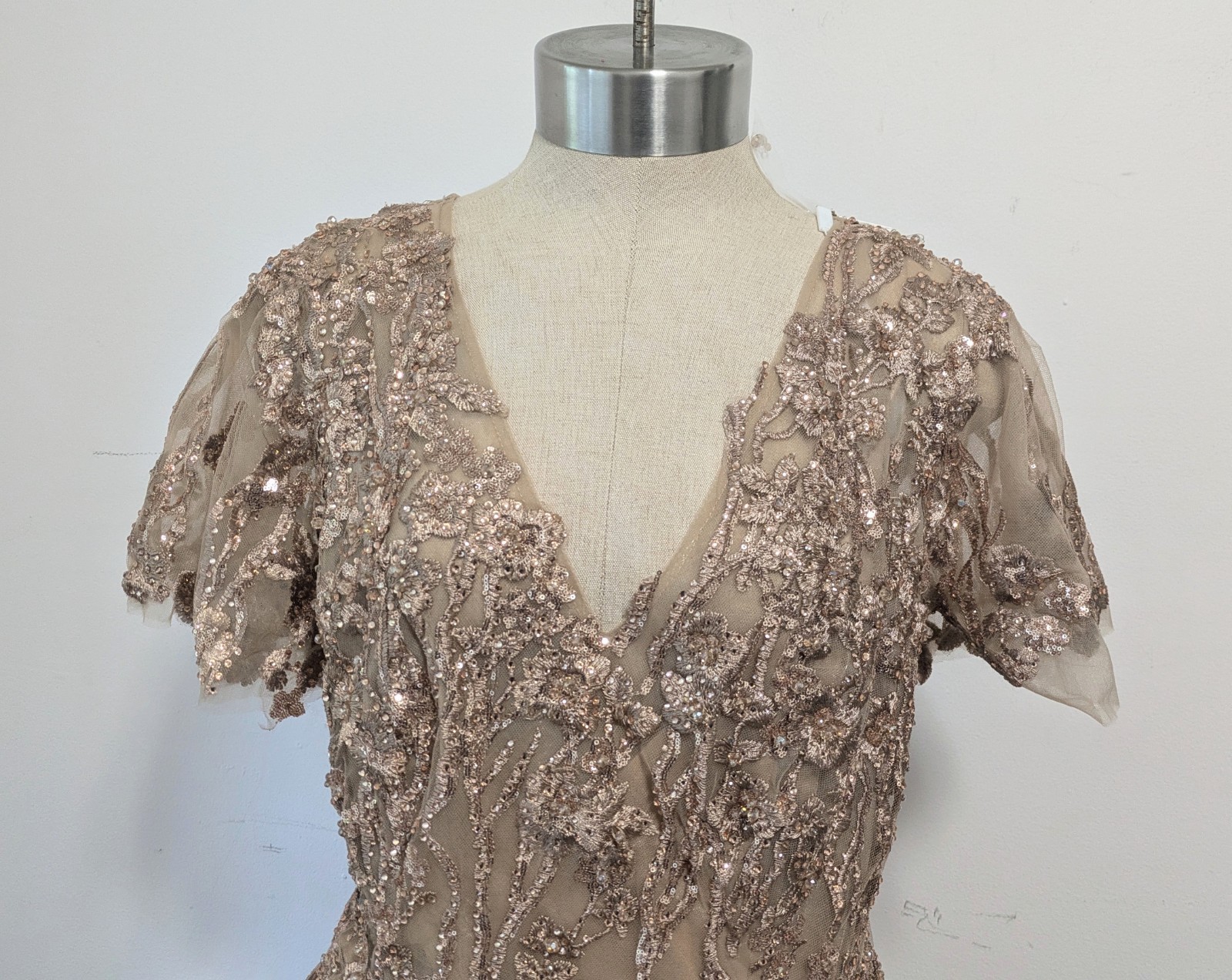 Mac Duggal Embellished Butterfly Fit & Flare Tea-Length Dress Size 12 Wedding