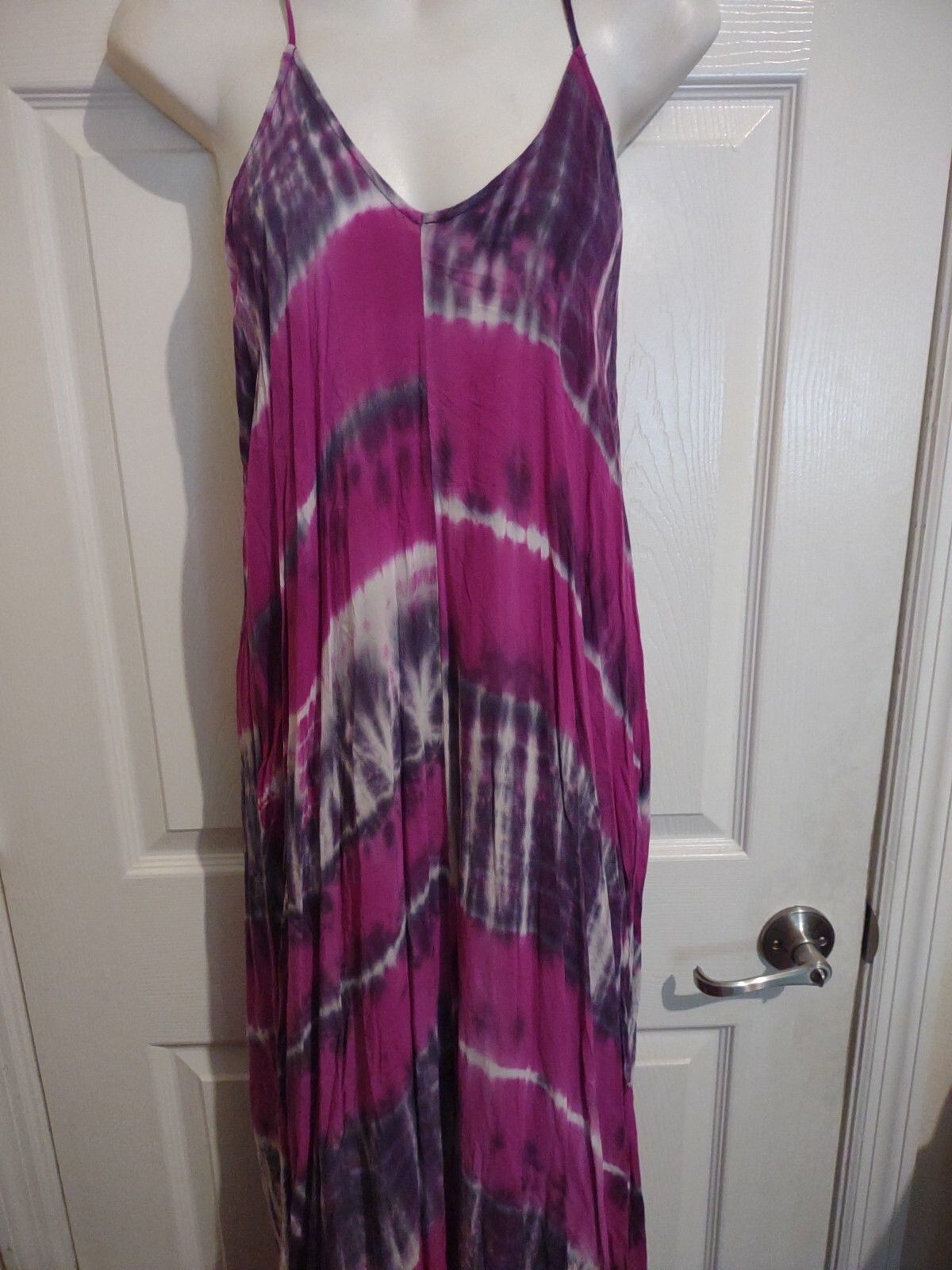 Love Stich Violet Tie Dye Beach V Neck Handkerchief Maxi Dress S