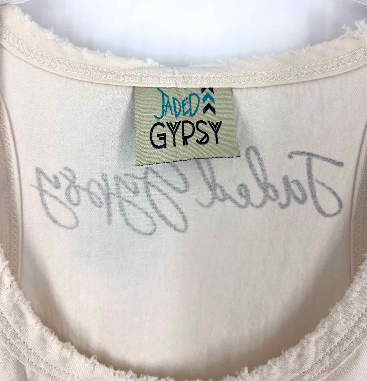 Jaded Gypsy Size L/XL Crm/Bl/Bk Screen Print Frayed AS IS Designer Dress