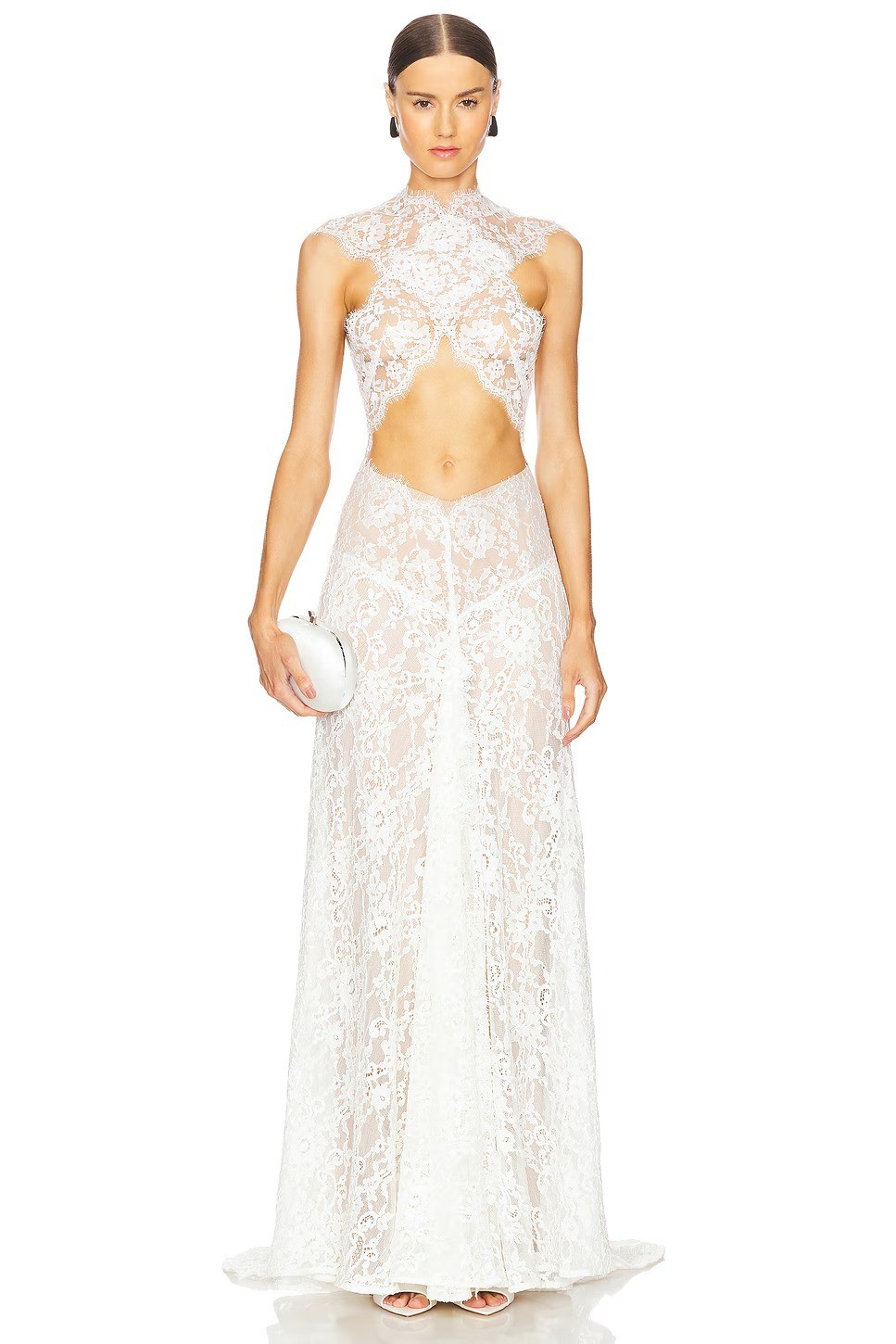 NWOT BRONX AND BANCO Naia Lace Gown in White Wedding Evening Gown, XS/S/M/L
