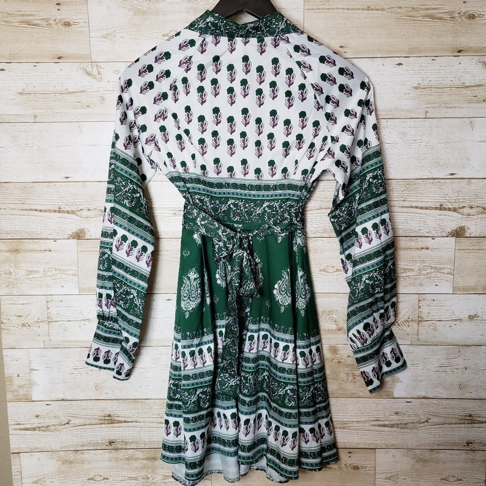 Printed Boho Shirt Dress M A-Line Mini Floral Paisley Festival Cottage Tribal.