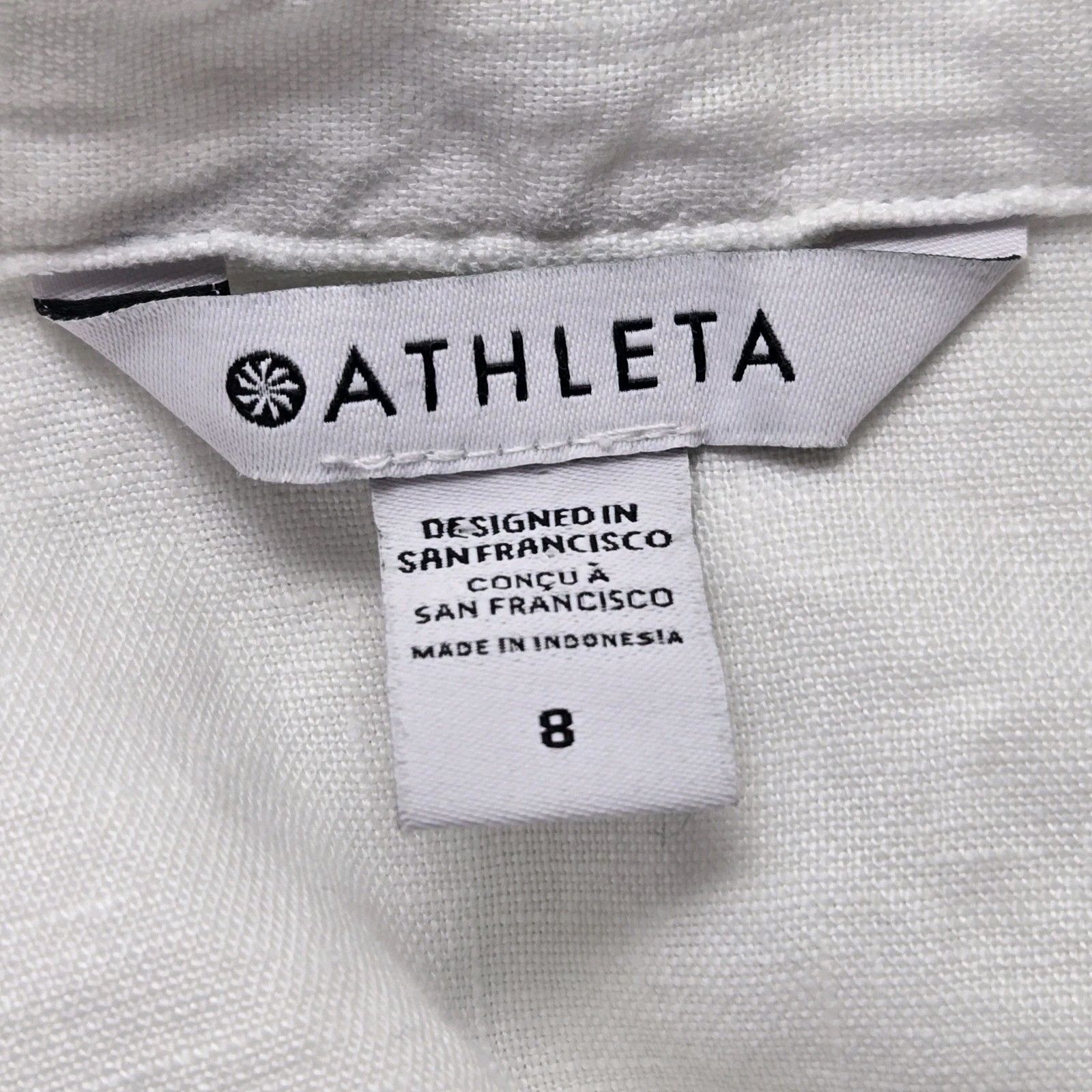 Athleta 100% Linen Dress 8 Playa Wrap Snow White Sustainable Beach Resort Wear