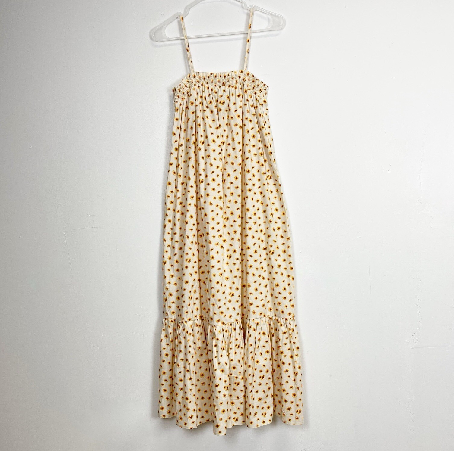 We Wore What Dress Womens XS Beige Yellow Maxi Long Sunflower Sleeveless NWOT
