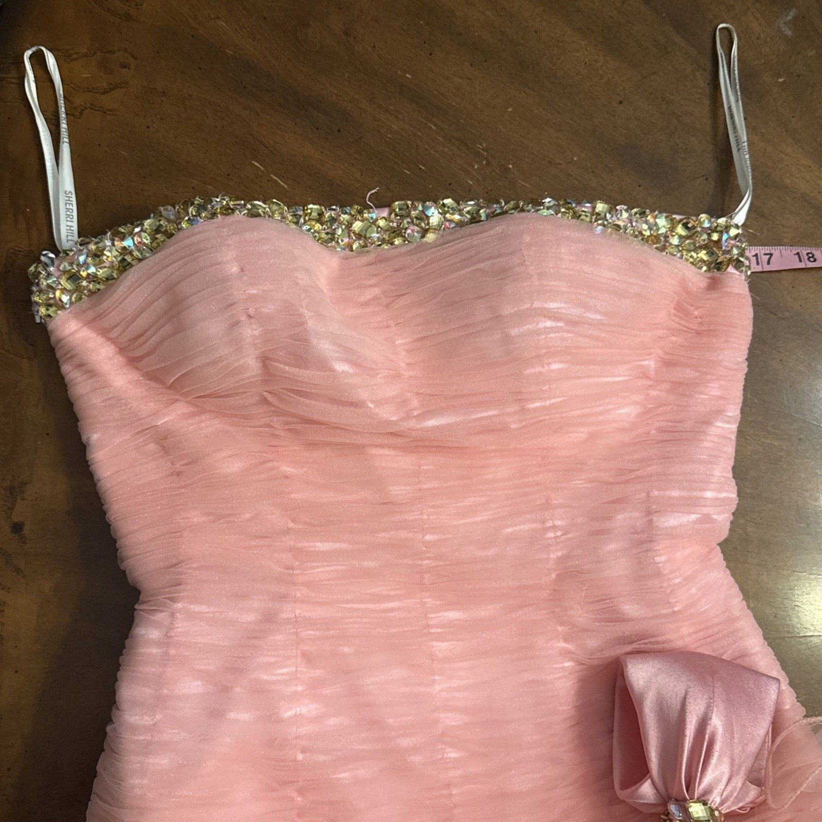 SHERRI HILL Homecoming Prom Formal Bubblegum Pink Ruffle Bow Tutu Dress Size 6