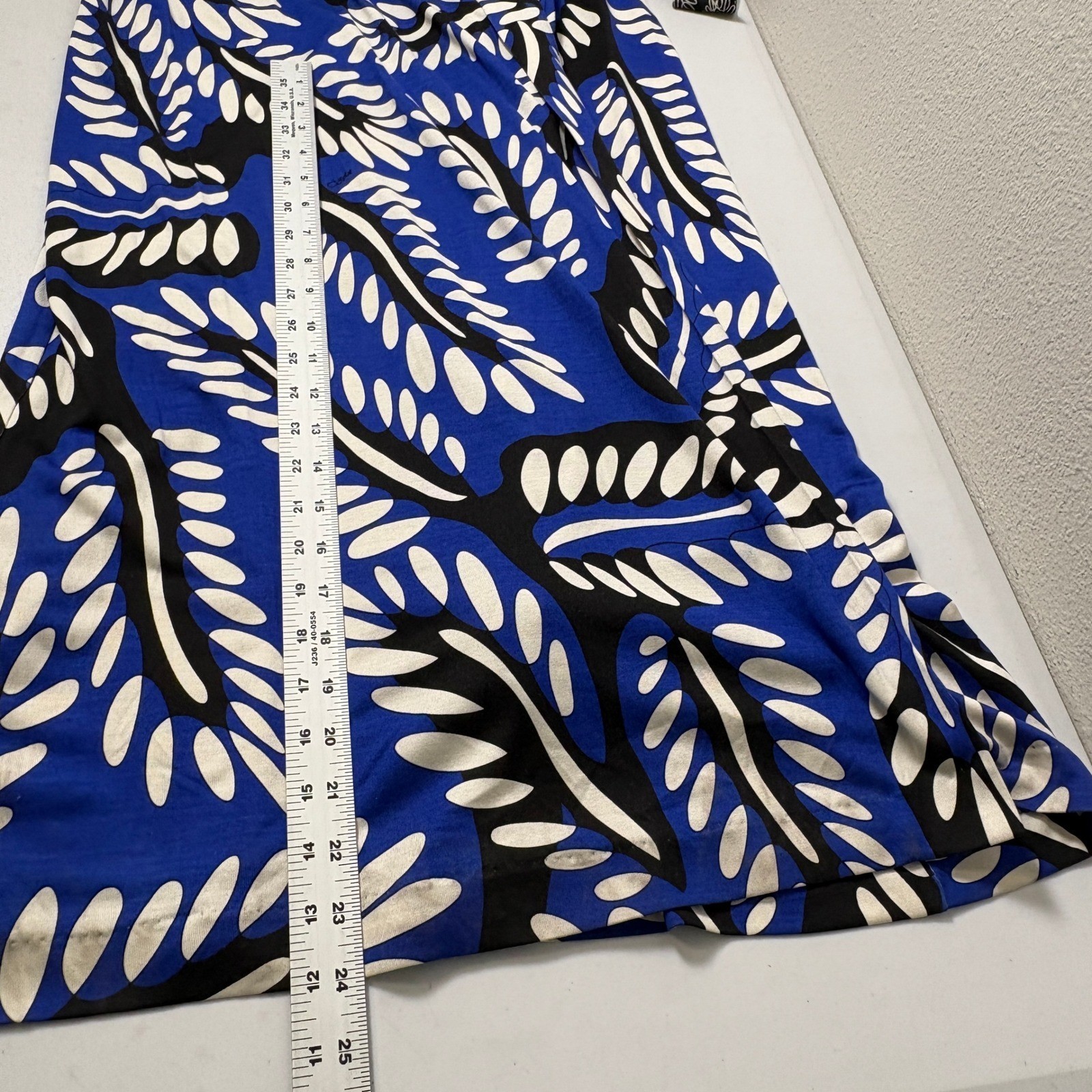 Diane Von Furstenberg DVF Orchid Maxi Dress Size 12 Blue White Silk Leaf Wrap